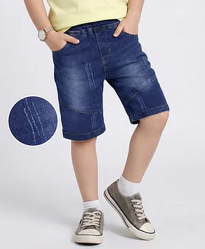 Mark & Mia Capri Length Solid
                              Color Jeans With Tearing Detailing - Blue