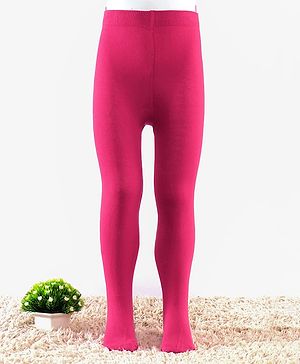 Cute Walk by Babyhug Knit Antibacterial Solid Footed Tights - Pink