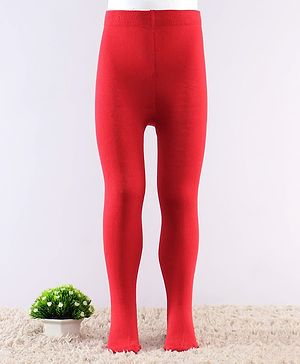 Cute Walk by Babyhug Knit Antibacterial Solid Footed Tights - Red