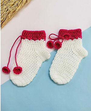 Little Peas Woollen Colour Blocked Socks - White & Red