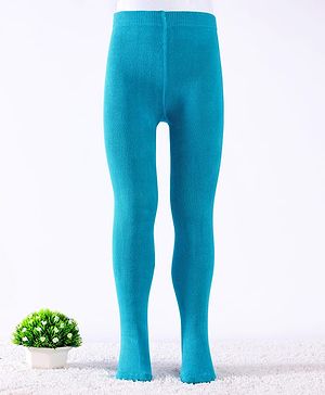 Cute Walk by Babyhug Knit Antibacterial  Solid Color Footed Tights  - Teal Blue