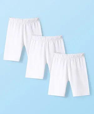 Babyhug Cotton Lycra Knit Solid Cycling
                      Shorts Pack of 3 - White