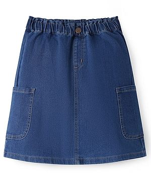 Pine Kids Knee Length Washed Denim Skirt - Blue