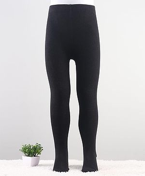Cute Walk by Babyhug Knit Antibacterial Solid Footed Tights - Black