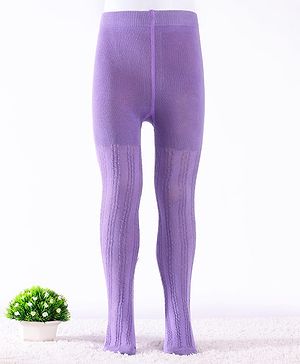 Cute Walk by Babyhug Knit Antibacterial  Footed Tights with Cable Knit Design - Purple