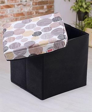 Babyhug Sto-Sit Foldable Storage Box Cum Stool - Black & Blue Heart