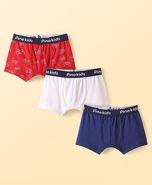 Pine Kids Cotton Knit Trunks with Gaming Console Print Pack of 3 (Color May Vary)