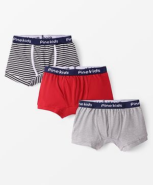 Pine Kids Cotton Knit Trunks With Stripes Print Pack Of 3 - Color May Vary