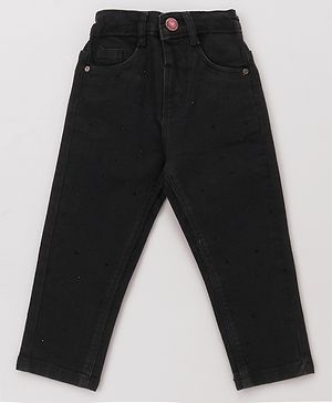 Babyhug Full Length Washed Denim Jeans With Stretch - Black