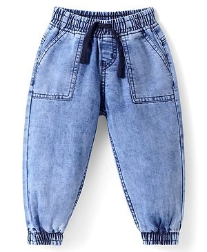 Babyhug Full Length Washed Denim Jeans - Light Blue