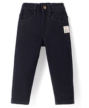 Babyhug Full Length Solid Denim Jeans with Stretch - Black