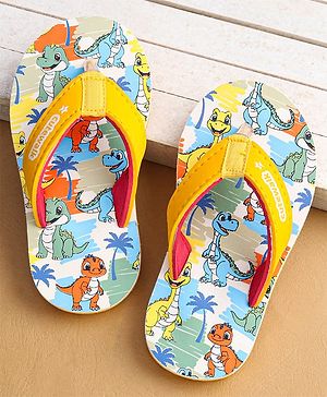 Cute Walk by Babyhug Flip Flops with Dino Prints - Multicolor