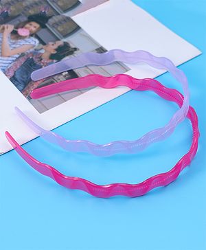 Pine Kids Solid Color Hair Bands Pack of 2 - Purple & Fuchsia