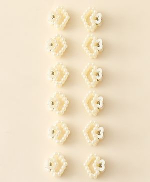 Pine Kids Heart Shaped Hair Clips Pack of 12 - Off White