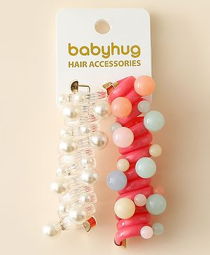 Babyhug Hair Clips with Pearl Applique Pack of 2 - Multicolor