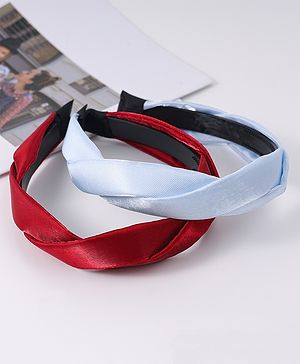 Pine Kids Free Size Hair Bands With Braids Detailing Pack Of 2 - Red & White