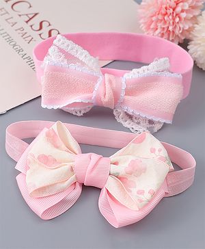 Babyhug Free Size Headbands With Bow Applique Pack Of 2 - Pink