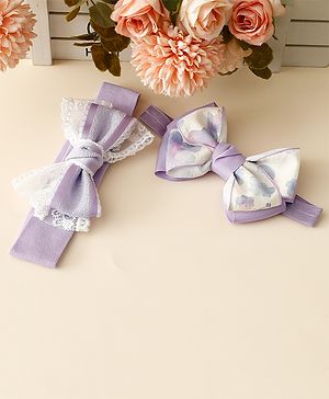 Babyhug Free Size Headbands With Bow Applique Pack Of 2 - Purple
