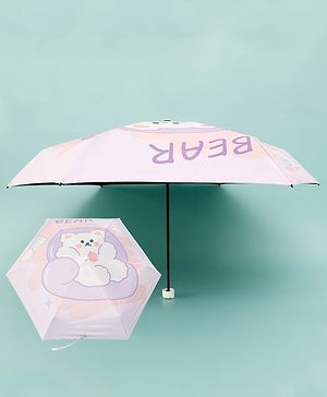 Babyhug Teddy Bear Printed Umbrella - Light Pink