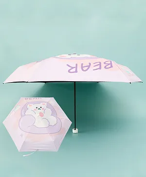 Babyhug Teddy Bear Printed Umbrella - Light Pink