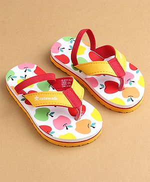 Cute Walk by Babyhug Flip Flops With Fruits Print & Backstrap Closure - Multicolour