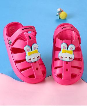 Cute Walk by Babyhug Clogs with Backstrap Closure & Kitty Applique -  Pink