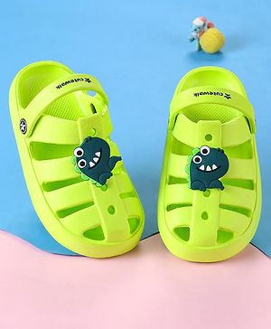 Cute Walk by Babyhug Clogs with Backstrap Closure & Dino Applique -  Limegreen