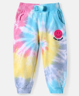 Babyhug Cotton Terry Knit Full Length Lounge Pant With Tie & Dye Print - Multicolor