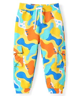 Babyhug Terry Knit Full Length Printed Lounge Pant With Cargo Pockets - Multicolor