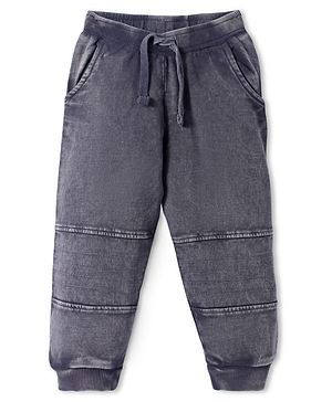 Babyhug Cotton Knit Full Length Cut & Sew Lounge Pants - Grey