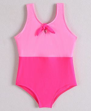 Mark & Mia Sleeveless V Cut Swimsuit with Knot Detailing - Fuchsia