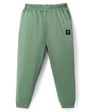Ollypop Interlock Knit Full Length Diaper Leggings with Patch Detailing - Olive Green