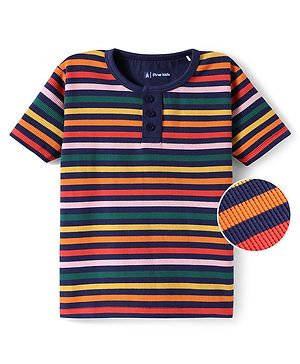 Pine Kids Knit Half Sleeves Striped T-Shirt - Multicolor