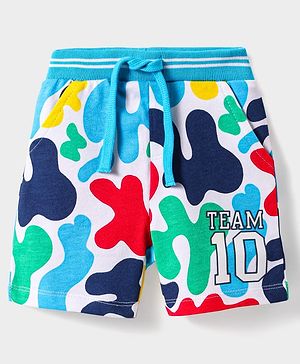 Babyhug Terry Knit Mid Thigh Printed Shorts - White