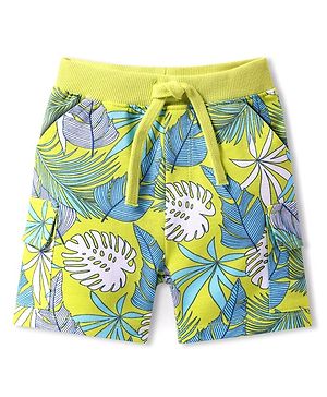Babyhug Terry Knit Mid Thigh Tropical Theme Printed Shorts - Neon Green