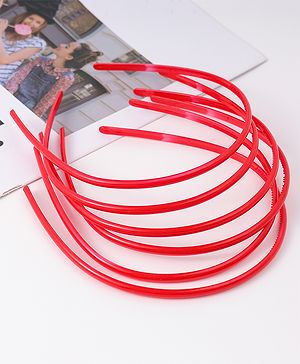 Pine Kids Free Size Solid Coloured Hair Bands Pack Of 6 - Red