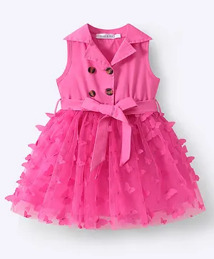 Mark & Mia Cotton Sleeveless
                              Dress with Butterfly Applique - Fushcia
