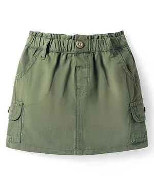 Babyhug
                              Twill Woven Mid Thigh Solid Color Skirt
                              with Stretch - Olive Green