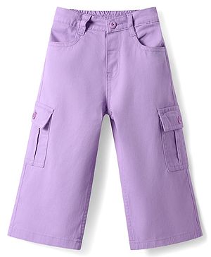 Babyhug Twill Woven Full Length Solid Trouser with Stretch - Lavender