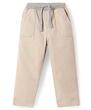 Babyoye Twill Woven Full Length Trousers with With Stretch - Beige