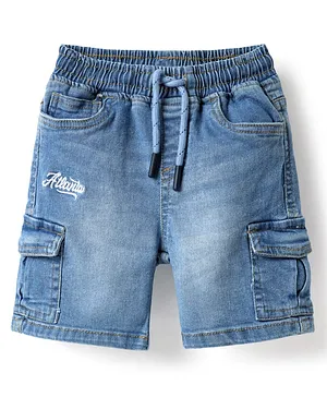 Babyhug
                              Denim Above Knee Length Bermuda With
                              Stretch & Embroidery Text - Blue