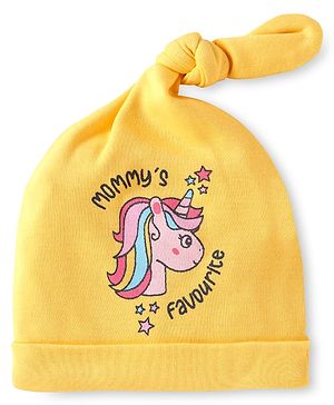 Babyhug 100% Cotton Cap with Unicorn Print - Yellow