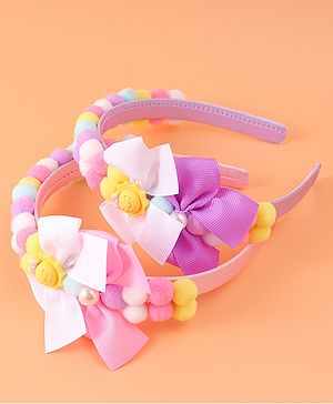 Babyhug Free Size Hair Bands With Bow Applique - Multicolor