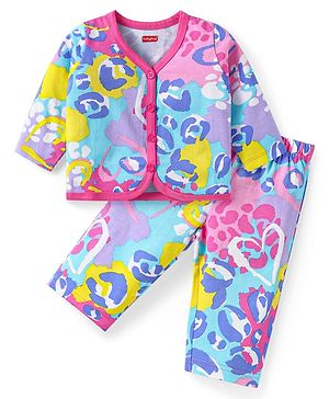 Babyhug Terry Knit Full Sleeves Printed Night Suit - Multi Colour
