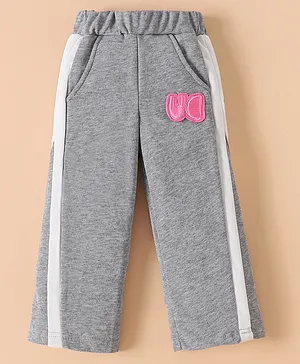 Mark & Mia Cotton Full Length
                              Track Pant with Embroidered Patch - Grey