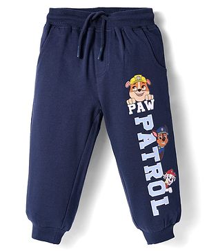 Babyhug Cotton Knit Full Length Lounge Pant with Paw Patrol Print - Navy Blue