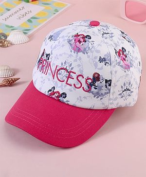 Babyhug Baseball Cap with Disney Princess Print  Pink & White - Diameter 13