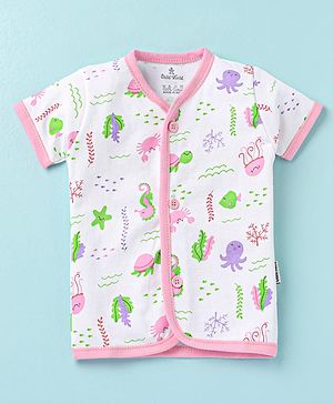 Child World Interlock Knit Half Sleeves Jhablas With Sea Life Theme - Pink