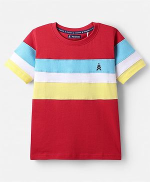 Pine Kids Cotton Knit Half Sleeves Cut & Sew T-Shirt - Red