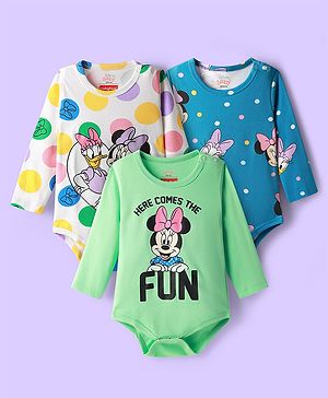 Babyhug Disney Interlock Knit Full Sleeves Onesies With Winnie The Pooh Graphics Pack of 3 - Multicolor